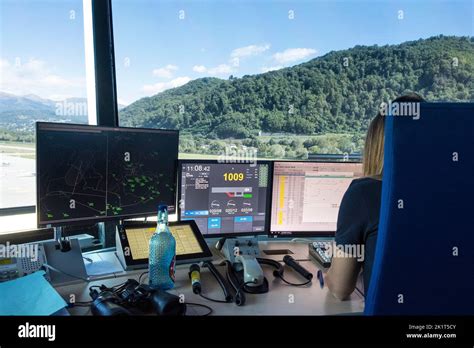 Switzerland, Agno-Lugano Airport, Control tower Stock Photo - Alamy