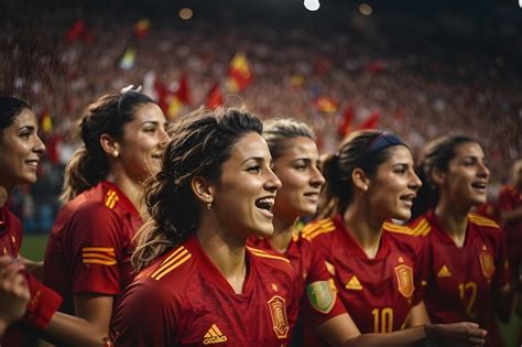 Premium AI Image | Spain women national football team victory generated by ai