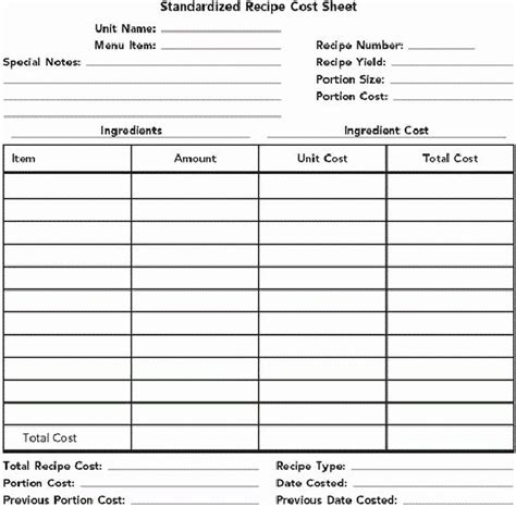 Recipe Cost Card Template Lovely How to Calculate Food Costs and Price ...