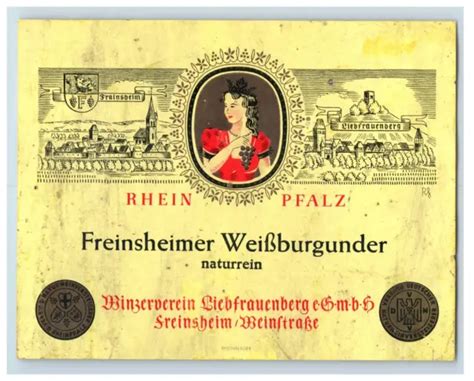 1960'S-80'S FREISHEIMER WEIBURGUNDER Naturrein German Wine Label S70E $18.75 - PicClick