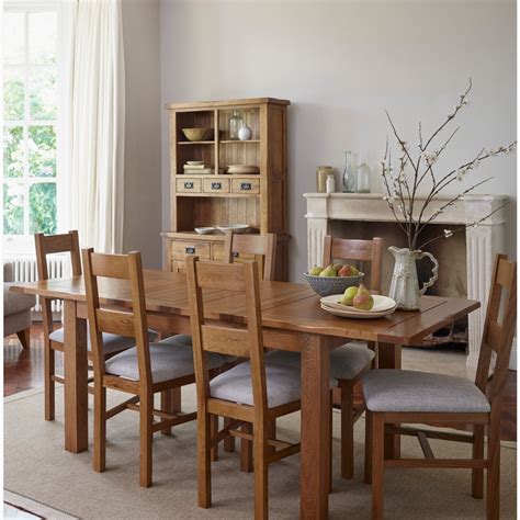 Rushmere Dining Set in Rustic Oak - Extending Table + 6 Chairs