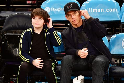 Ben Stiller Twins with Son Quinlin, 13, at Basketball Game