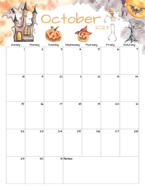 Fillable/editable October Calendar October 2023 Printable Calendar Haunted Halloween Calendar ...