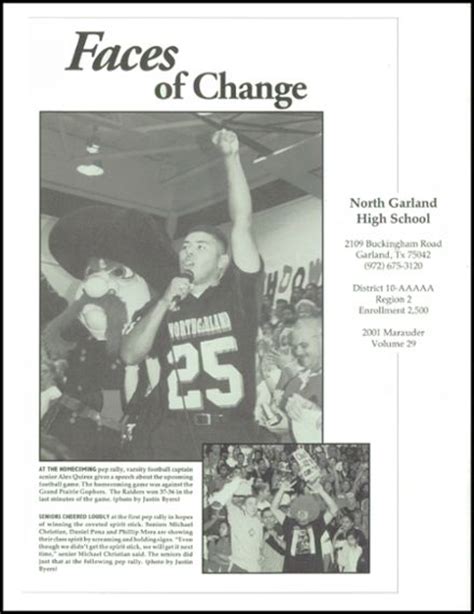 Explore 2001 North Garland High School Yearbook, Garland TX - Classmates