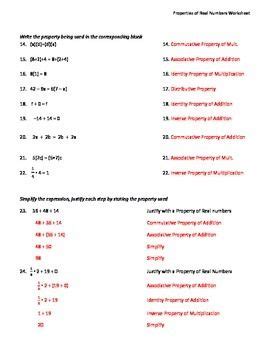 Properties of Real Numbers Worksheet | Number worksheets, Real numbers, Algebra worksheets