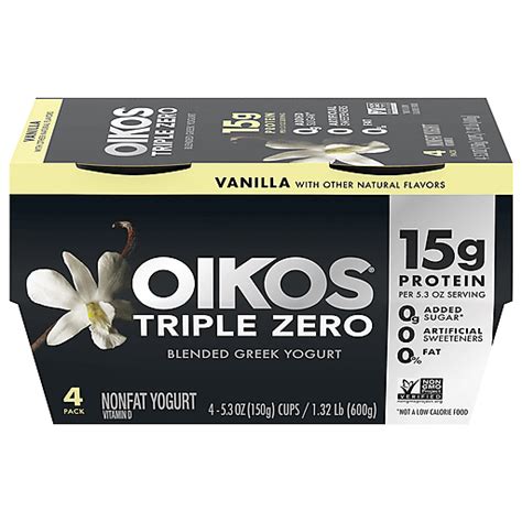 Oikos Yogurt, Greek, Vanilla, Blended, 4 Pack 4 ea | Multipack Yogurt ...