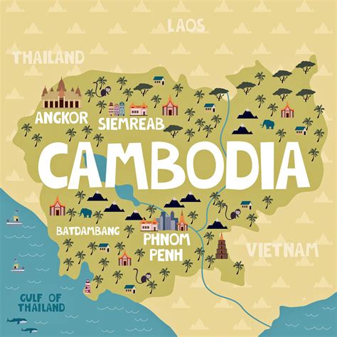 Cambodia Map of Major Sights and Attractions - OrangeSmile.com