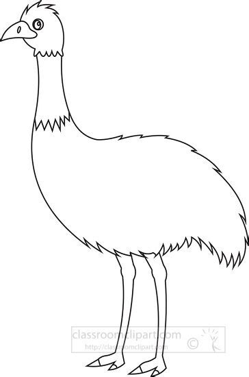 Animal Outline Clipart-emu standing on its hind legs black outline