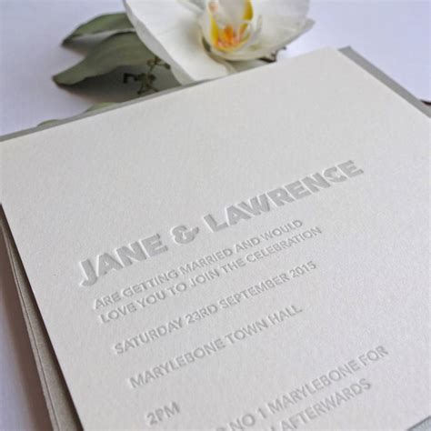 embossed letterpress wedding invitation by wolf & ink | notonthehighstreet.com