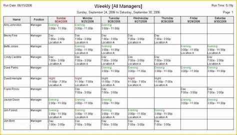 Restaurant Employee Schedule Template Excel