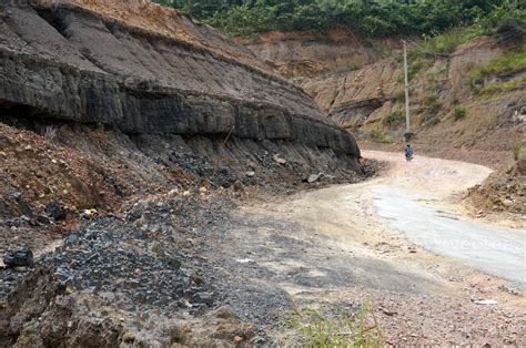 Loess rock slope wall, Soil erosion, Trans provincial road east ...