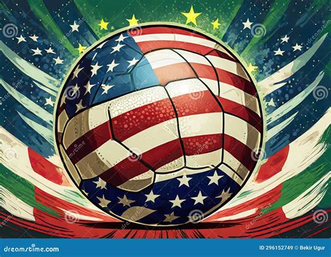 Illustration of a USA Flag with the Soccer Ball Stock Illustration ...