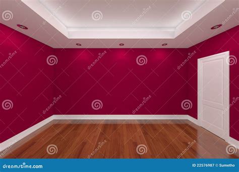 Home Interior Rendering with Empty Room Color Wall Stock Illustration ...