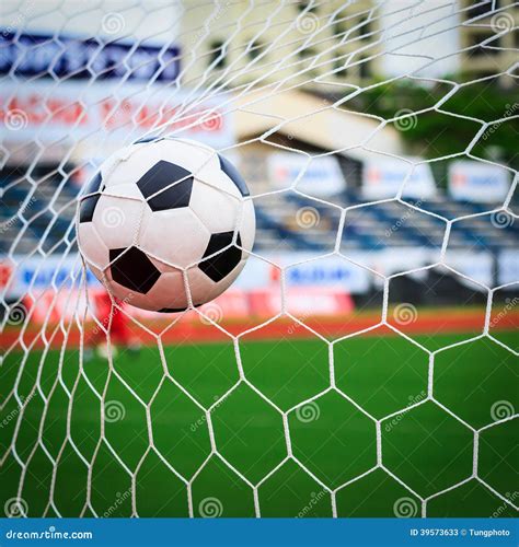 Soccer ball in goal net stock image. Image of netting - 39573633