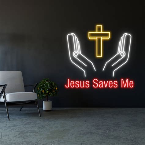 Jesus Saves Me Neon Sign, Jesus Led Sign, Wall Decor, Catholic Neon ...