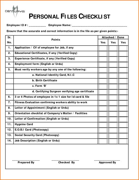 Employee Personnel File Template - FREE DOWNLOAD - Aashe