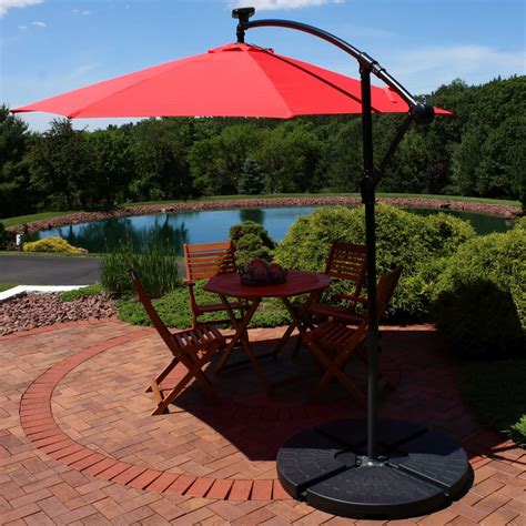 Sunnydaze Outdoor Cantilever Offset Patio Umbrella with Solar LED ...