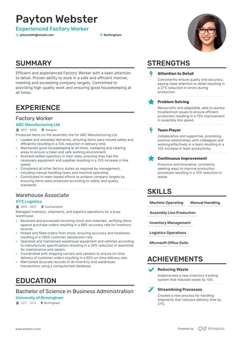 3 Factory Worker CV Examples for 2023