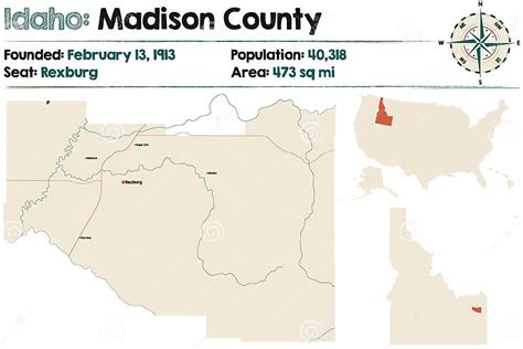 Map of Madison County in Idaho Stock Vector - Illustration of state ...