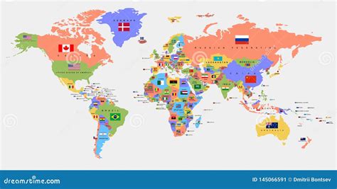 World Map Color Countries - Tourist Map Of English