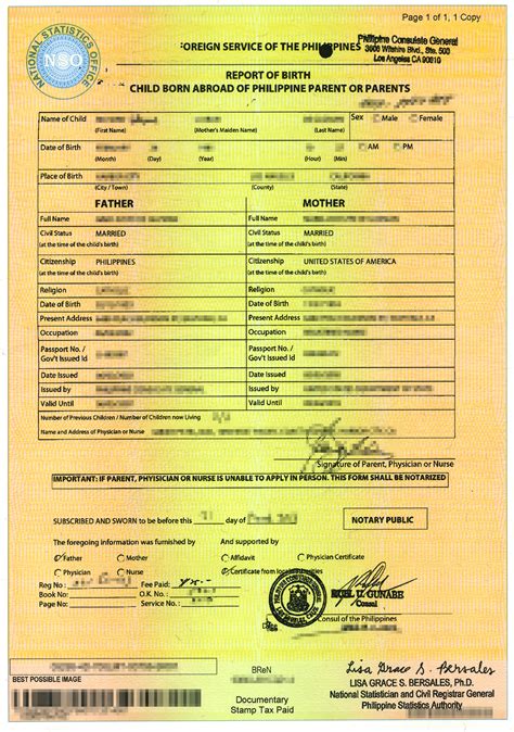 Philippines Birth Certificate | printable birthday certificates