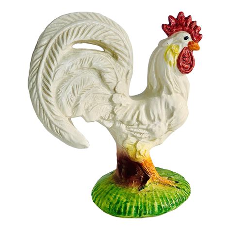 Vintage Italian Ceramic Hand Painted Rooster Statue | Chairish