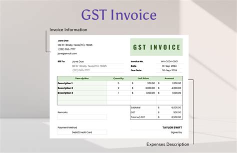 GST Invoice Template in Google Sheets, MS Excel - Download | Template.net