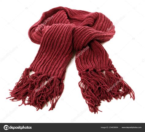 Red Winter Scarf Thick Wool Isolated White Background Stock Photo by ...