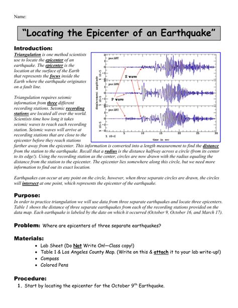 Locating the Epicenter of an Earthquake