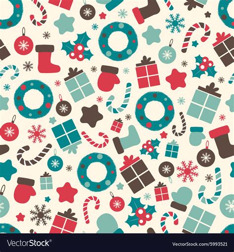 Retro style christmas patterns winter background Vector Image