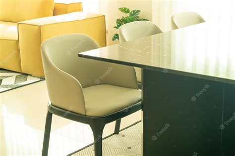 Premium Photo | Empty dining table set and chair