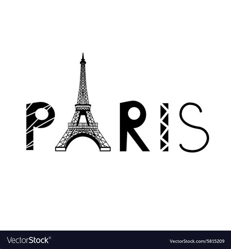 Paris sign with eiffel tower Royalty Free Vector Image