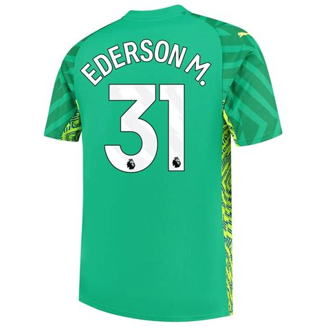 Manchester City EDERSON M. #31 Goalkeeper Jersey 2023/24 Green Men's ...