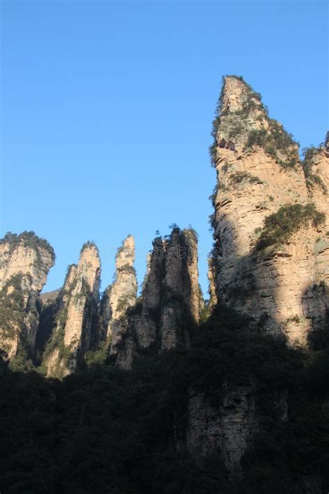 Zhangjiajie National Park, China. Avatar Mountains Stock Photo - Image of architecture, evening ...