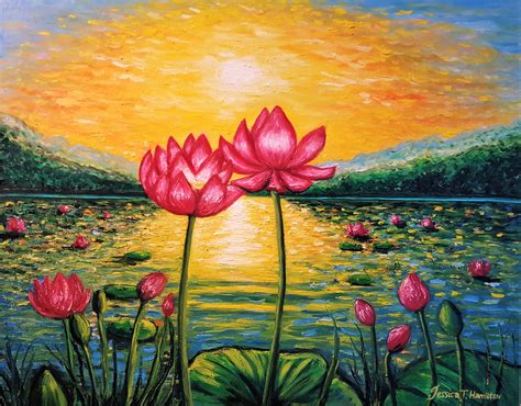 Lotus Pond In Bloom, Oils, 30x24" : r/painting