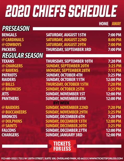 2020 Chiefs Printable Schedule in 2020 | Chiefs schedule, Chiefs ...