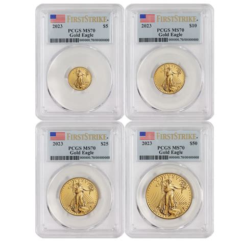 2023 Set of (4) American Gold Eagle Coins MS-70 (First Strike - Flag ...