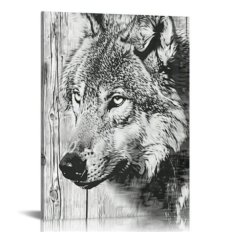 Nawypu Wolf Couple Canvas Wall Art Rustic Wildlife Animal Picture ...