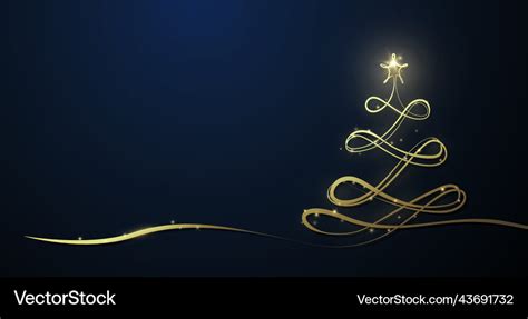 Gold christmas tree made from ribbon xmas tree Vector Image