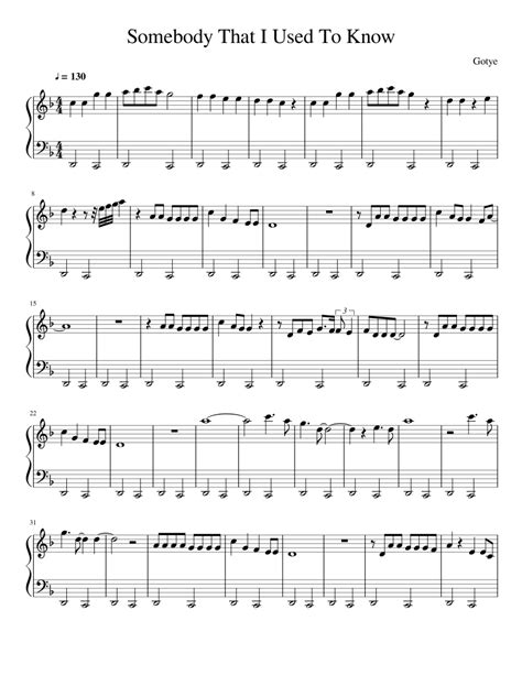 Somebody That I Used To Know sheet music for Piano download free in PDF or MIDI