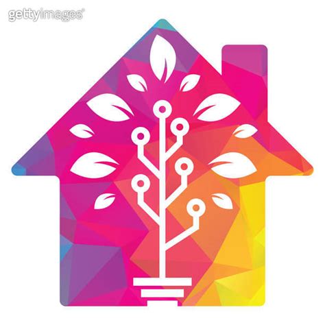 Tech Tree home shape concept Logo Template Design. 이미지 (1569510406) - 게티이미지뱅크