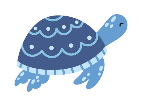 tortuga marina azul vectorial. lindo animal de vida marina en diseño ...