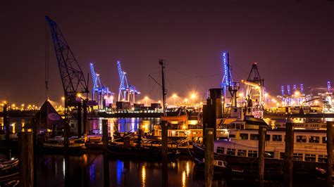 Hamburg,harbour museum,container port,night,cranes - free image from ...