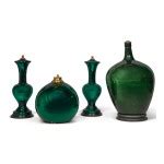 A GROUP OF FOUR GREEN GLASS TABLE LAMPS | Mario Buatta: Prince of ...