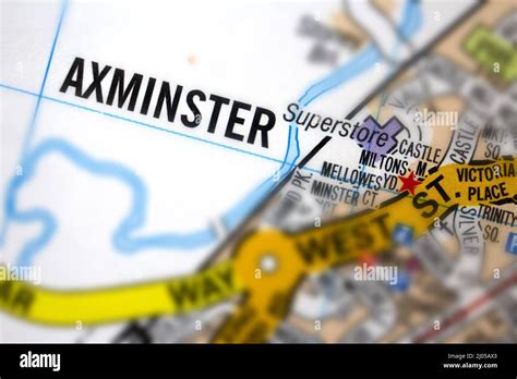 Axminster - Devon, United Kingdom colour atlas map town plan and district, village, town and ...