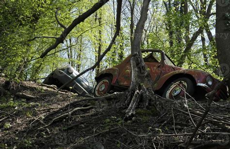 Abandoned old cars in a forest 12170116 Stock Photo at Vecteezy