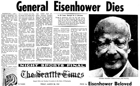 Death of Ex-President and General Dwight D. Eisenhower