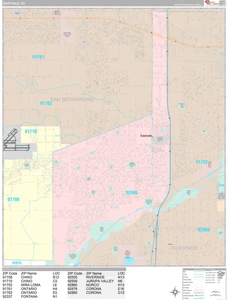 Eastvale California Wall Map (Premium Style) by MarketMAPS