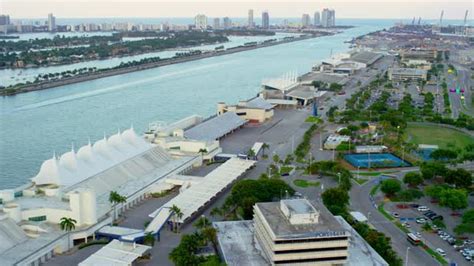 Aerial view of the Dodge Island in Miami, Stock Footage | VideoHive