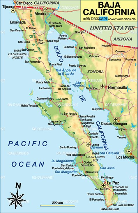 Map Of Baja California Mexico – Topographic Map of Usa with States